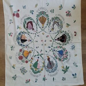 Vintage Swedish Folk Province Women Table Cloth